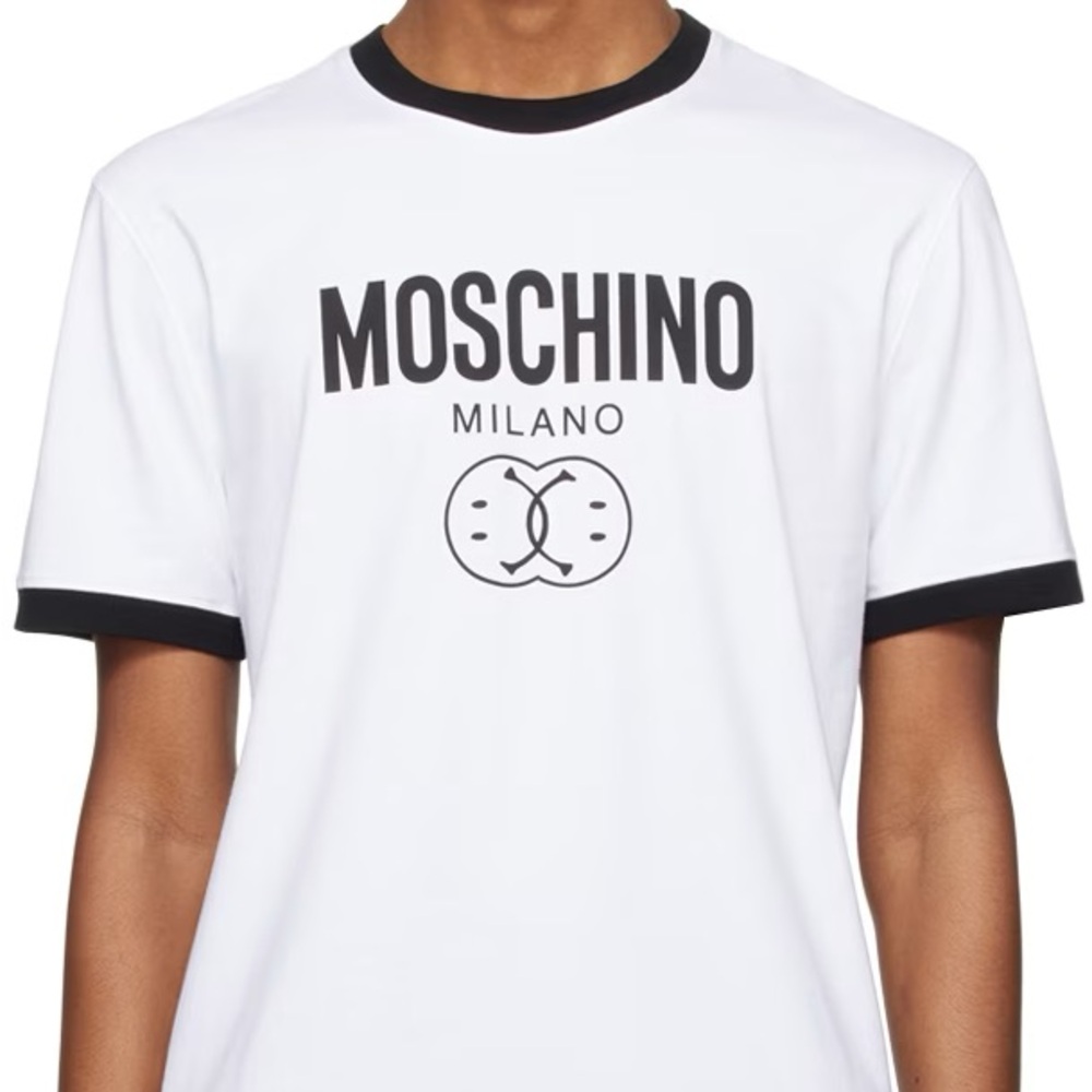 Moschino White and Black Short Sleeve Tee
